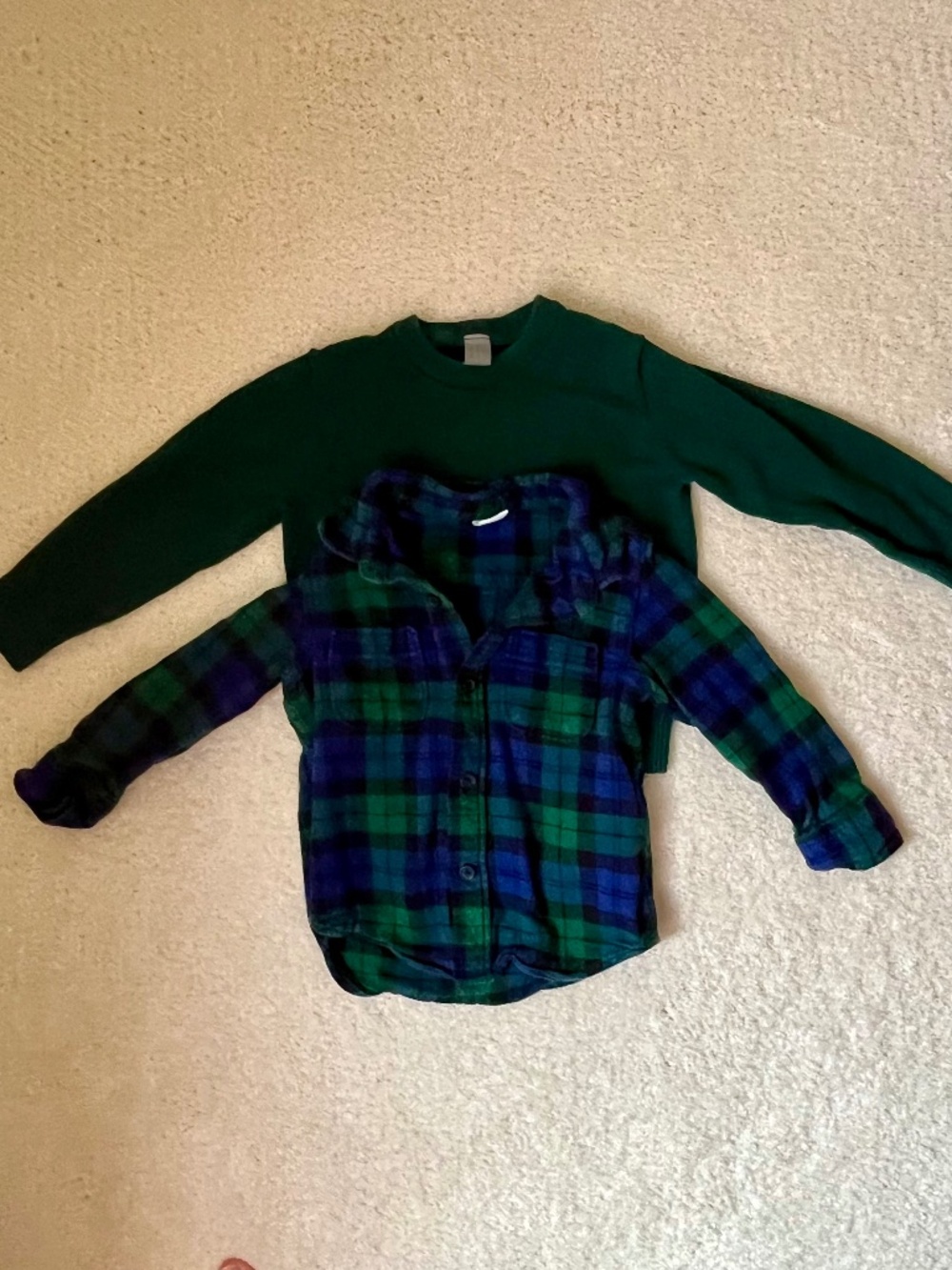 Holiday Bundle- Green Primary Brand Sweater and Gap Blue and Green Flannel